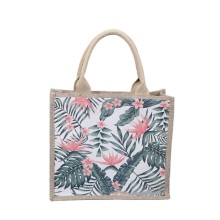 Natural Eco Friendly UV Full Printing Tote Bags Reusable Jute Shopping Bag with Jute Handle
